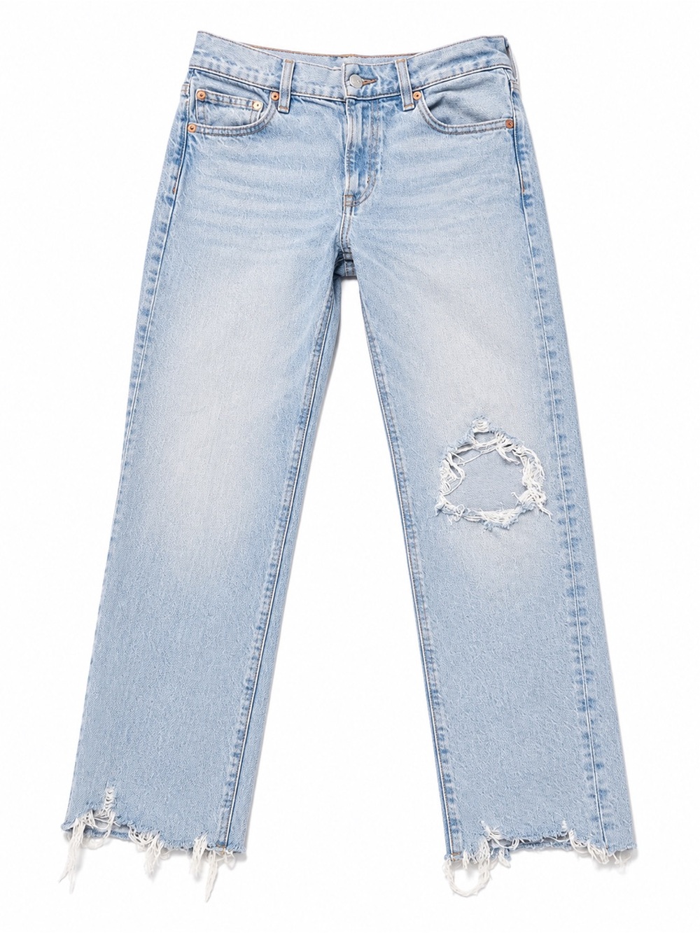 American Eagle Distressed Straight Jeans Size 2 Light Wash